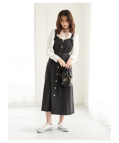 Green　Parks（グリーンパークス）の「・SUGAR SPOON デニムジャンバースカート（ワンピース/ドレス・ブラック/インディゴ/ライトインディゴ・F）」の12枚目の写真