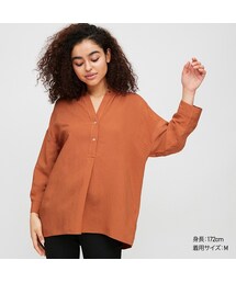 UNIQLO | リネンブレンドスキッパーシャツ（7分袖）(シャツ/ブラウス)