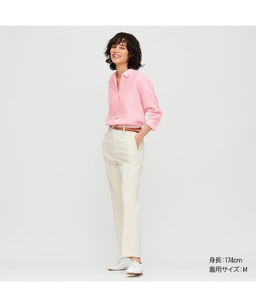 UNIQLO（ユニクロ）の「プレミアムリネンシャツ（長袖）（シャツ/ブラウス・レディース・NATURAL 30/LIGHT PURPLE 70/YELLOW 44/NAVY 69/BROWN 35/WHITE 00/BLUE 61/PINK 12/LIGHT ORANGE 20/BLUE 63/GREEN 54/PINK 11・S/XXL/L/M/XL/XS/3XL）」の11枚目の写真
