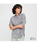 ユニクロ | プレミアムリネンストライプシャツ（長袖）(襯衫)