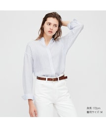 UNIQLO | プレミアムリネンストライプシャツ（長袖）(シャツ/ブラウス)