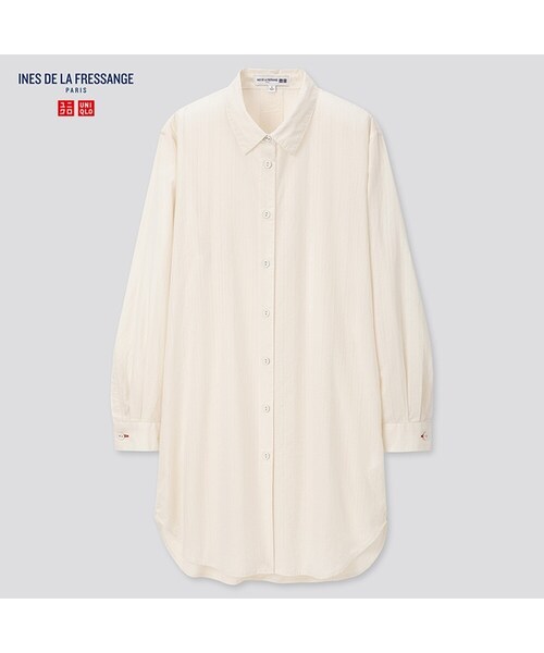 UNIQLO（ユニクロ）の「コットンチュニック（長袖）（シャツ/ブラウス・レディース・BLACK 09/OFF WHITE 01/BEIGE 32・XS/XL/L/XXL/M/S）」の2枚目の写真