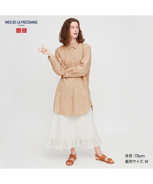 UNIQLO（ユニクロ）の「コットンチュニック（長袖）（シャツ/ブラウス・レディース・BLACK 09/OFF WHITE 01/BEIGE 32・XS/XL/L/XXL/M/S）」の3枚目の写真