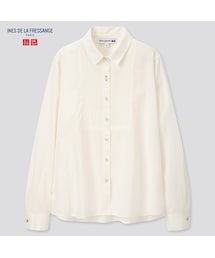 UNIQLO | コットンリネンエンブロイダリーシャツ（長袖）(シャツ/ブラウス)