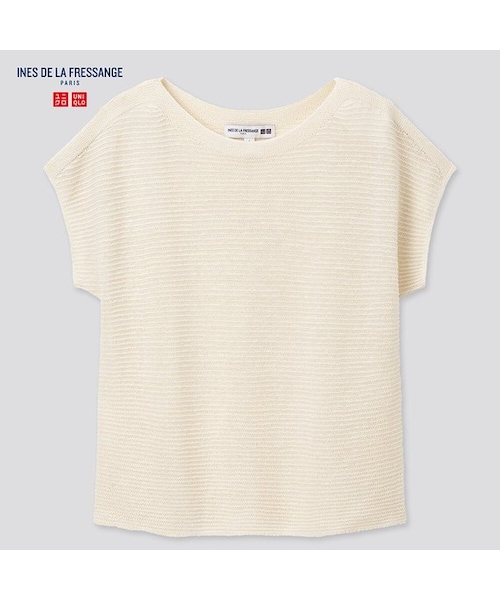 リネンブレンドフレンチスリーブセーター　Mサイズ　未使用 UNIQLO（ユニクロ）の「リネンブレンドフレンチスリーブセーター