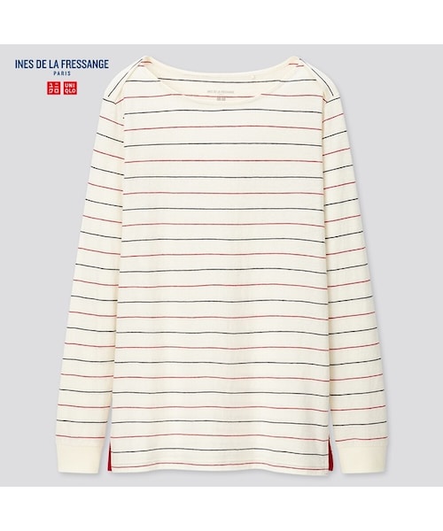 UNIQLO（ユニクロ）の「スラブコットンボーダーT（長袖）（Tシャツ/カットソー・レディース・GRAY 04/OFF WHITE 01/NAVY 69・S/XXL/L/XL/XS/3XL/M）」の2枚目の写真