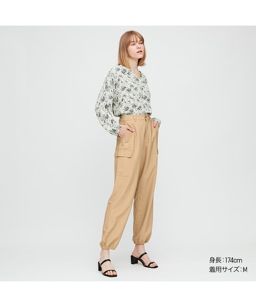 UNIQLO（ユニクロ）の「ルーズフィットカーゴジョガーパンツ（丈長め71cm）（その他パンツ・レディース・BLACK 09/OLIVE 57/OFF WHITE 01/LIGHT GREEN 50/BEIGE 31・M/3XL/L/XXL/S/XL/XS）」の3枚目の写真