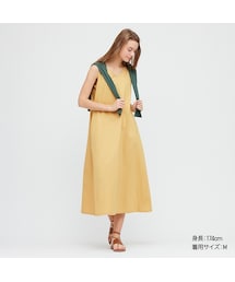 UNIQLO | マーセライズコットンAラインロングワンピース（ノースリーブ）(ワンピース)