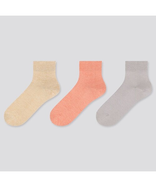 UNIQLO（ユニクロ）の「レギュラーソックス（クルーラメ・3足組）（レギンス/スパッツ・レディース・NAVY 69/LIGHT GRAY 02/BEIGE 32/BLACK 09・25-27/23-25）」の4枚目の写真