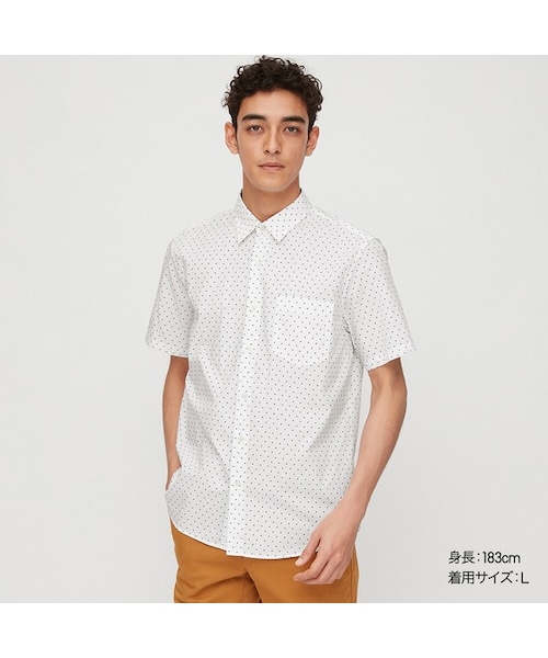 UNIQLO（ユニクロ）の「エクストラファインコットンブロードプリントシャツ（レギュラーカラー・半袖）（シャツ/ブラウス・メンズ・BLACK 09/WHITE 00/NAVY 69・4XL/XS/M/S/XXL/L/3XL/XL）」の2枚目の写真