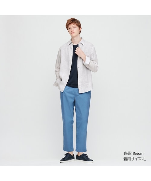 UNIQLO（ユニクロ）の「プレミアムリネンシャツ（長袖）（シャツ/ブラウス・メンズ・RED 13/BLUE 65/GREEN 55/BLACK 09/BLUE 67/NAVY 69/LIGHT GRAY 02/YELLOW 43/WHITE 00/NATURAL 30/BLUE 62・3XL/M/4XL/XL/L/XXL/S/XS）」の4枚目の写真