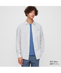 UNIQLO | プレミアムリネンストライプシャツ（長袖）(シャツ/ブラウス)