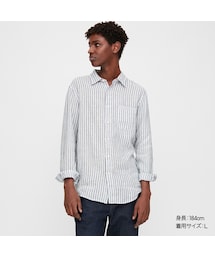 UNIQLO | プレミアムリネンストライプシャツ（長袖）(シャツ/ブラウス)