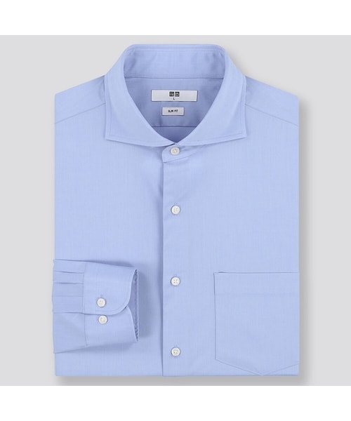 UNIQLO（ユニクロ）の「ファインクロスストレッチスリムフィットブロードシャツ（カッタウェイ・長袖）（シャツ/ブラウス・メンズ・BLACK 09/WHITE 00/BLUE 67/NAVY 69・L/XL/M/4XL/XXL/3XL/S/XS）」の3枚目の写真