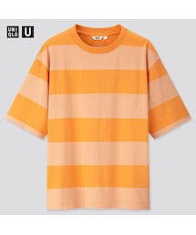 UNIQLO | オーバーサイズボーダークルーネックT（半袖）(Tシャツ/カットソー)
