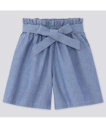 UNIQLO | GIRLS シャンブレーベルテッドキュロット(その他パンツ)