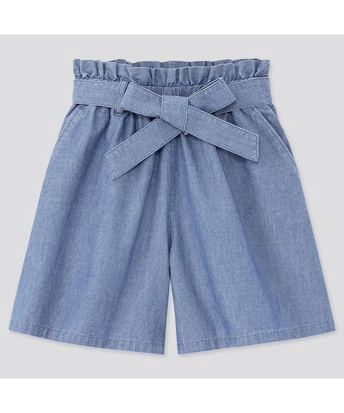 UNIQLO（ユニクロ）の「GIRLS シャンブレーベルテッドキュロット（その他パンツ・キッズ・BLUE 61/BLUE 65・120/100/110/160/140/150/130）」の2枚目の写真