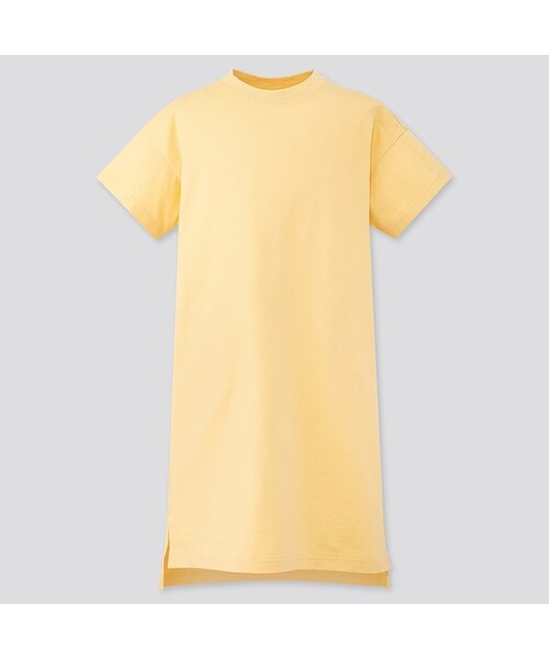 UNIQLO（ユニクロ）の「GIRLS リラックスフィットTワンピース（半袖）（ワンピース・キッズ・WHITE 00/YELLOW 42/BLACK 09・120/130/150/160/140/100/110）」の3枚目の写真