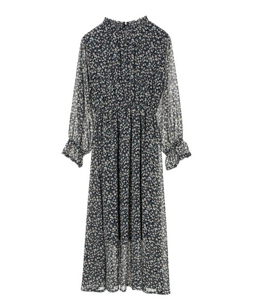 E hyphen world gallery（イーハイフンワールドギャラリー）の「花柄ハイネックワンピース（ワンピース/ドレス・オフホワイト/ブラック/ネイビー・F）」の19枚目の写真