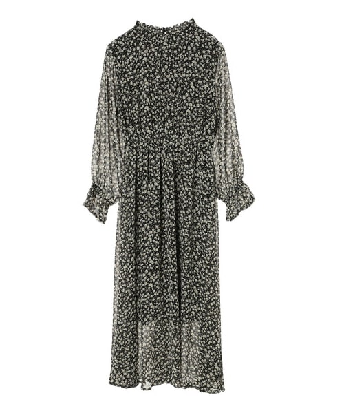 E hyphen world gallery（イーハイフンワールドギャラリー）の「花柄ハイネックワンピース（ワンピース/ドレス・オフホワイト/ブラック/ネイビー・F）」の15枚目の写真