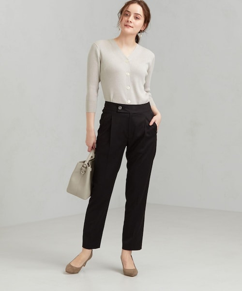 【超美品】グリーンレーベルリラクシング　パンツスーツ 38 黒 テーパード　OL size TALLあり］カチリラ テーパード パンツ（スラックス