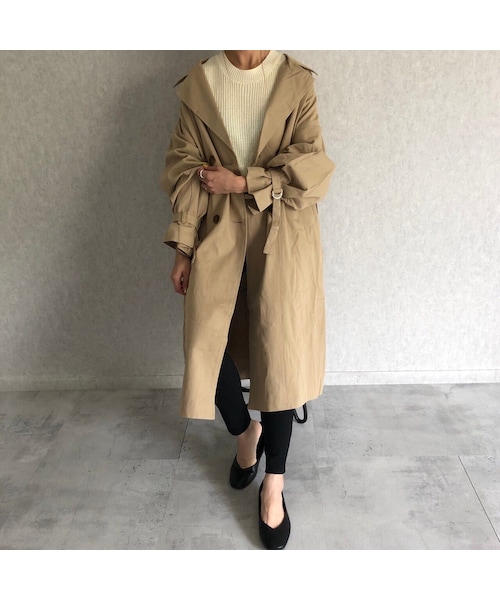 copine(コピン)の「再入荷!オーバーサイズ!キャンディ袖ツイルロングトレンチコート(トレンチコート・レディース・その他)」の3枚目の写真