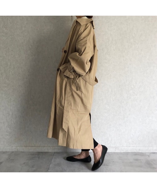 copine(コピン)の「再入荷!オーバーサイズ!キャンディ袖ツイルロングトレンチコート(トレンチコート・レディース・その他)」の2枚目の写真