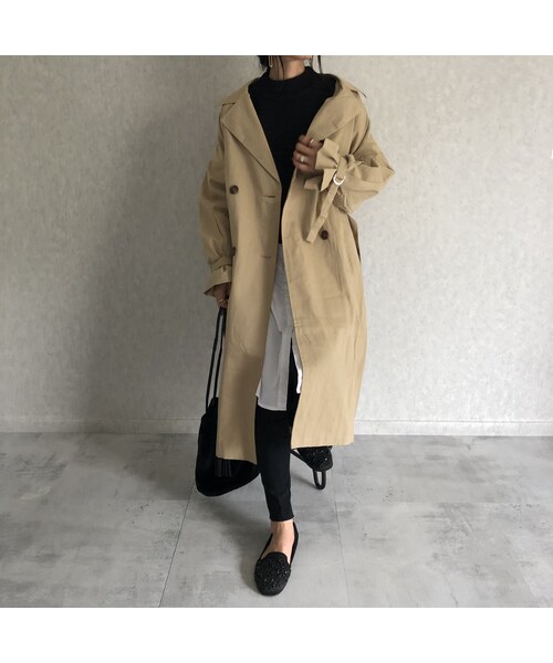 copine(コピン)の「再入荷!オーバーサイズ!キャンディ袖ツイルロングトレンチコート(トレンチコート・レディース・その他)」の9枚目の写真