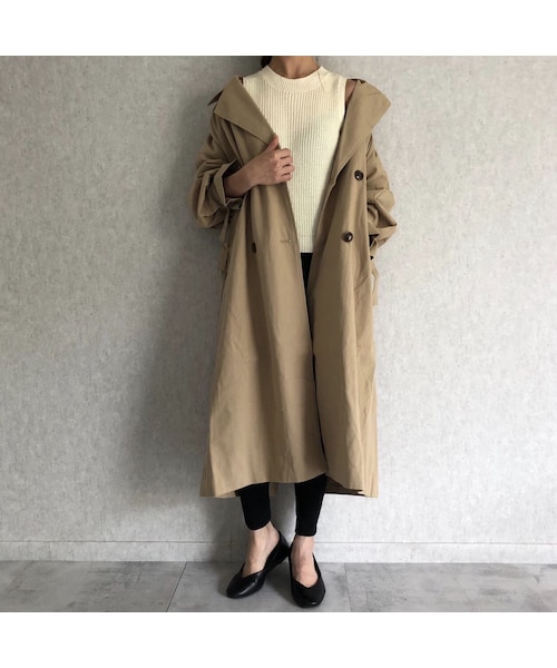 copine(コピン)の「再入荷!オーバーサイズ!キャンディ袖ツイルロングトレンチコート(トレンチコート・レディース・その他)」の1枚目の写真