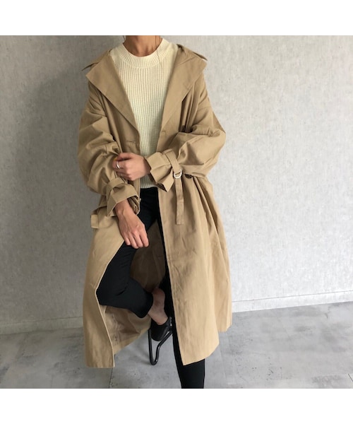 copine(コピン)の「再入荷!オーバーサイズ!キャンディ袖ツイルロングトレンチコート(トレンチコート・レディース・その他)」の4枚目の写真