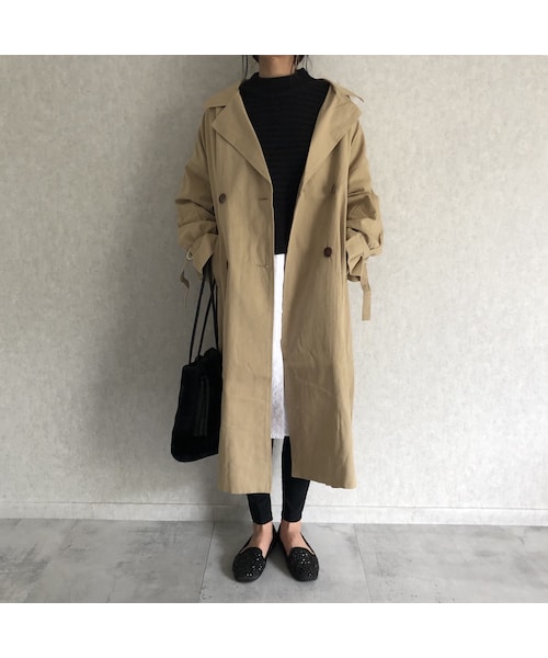 copine(コピン)の「再入荷!オーバーサイズ!キャンディ袖ツイルロングトレンチコート(トレンチコート・レディース・その他)」の7枚目の写真