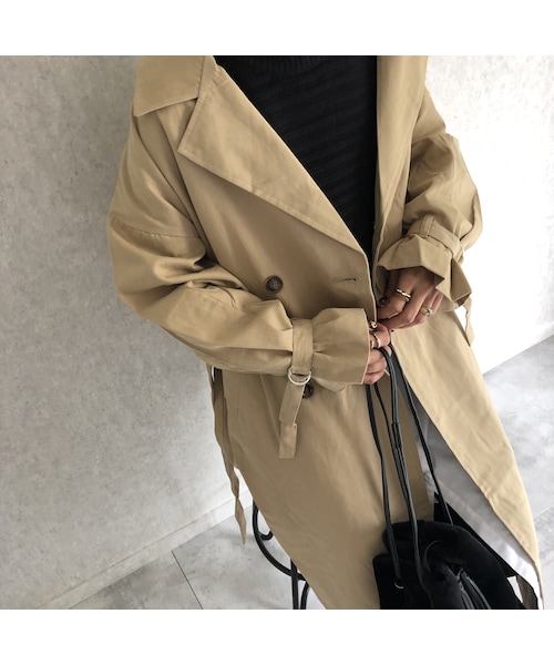 copine(コピン)の「再入荷!オーバーサイズ!キャンディ袖ツイルロングトレンチコート(トレンチコート・レディース・その他)」の10枚目の写真