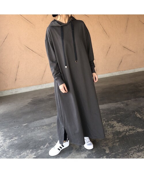 copine（コピン）の「【期間限定価格！】裾スリットフレアデザイン！ゆったりロングパーカーワンピース(3color)（ワンピース・レディース・その他）」の13枚目の写真