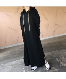 copine | 【期間限定価格！】裾スリットフレアデザイン！ゆったりロングパーカーワンピース(3color)(ワンピース)