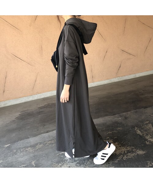 copine（コピン）の「【期間限定価格！】裾スリットフレアデザイン！ゆったりロングパーカーワンピース(3color)（ワンピース・レディース・その他）」の14枚目の写真