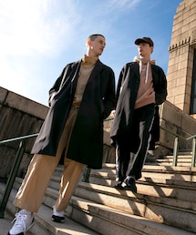 EMMA CLOTHES | オーバーサイズスプリングチェスターコート ソフトレザー切替【ファッションインフルエンサーとっしー×EMMA CLOTHES 限定コラボ】(チェスターコート)