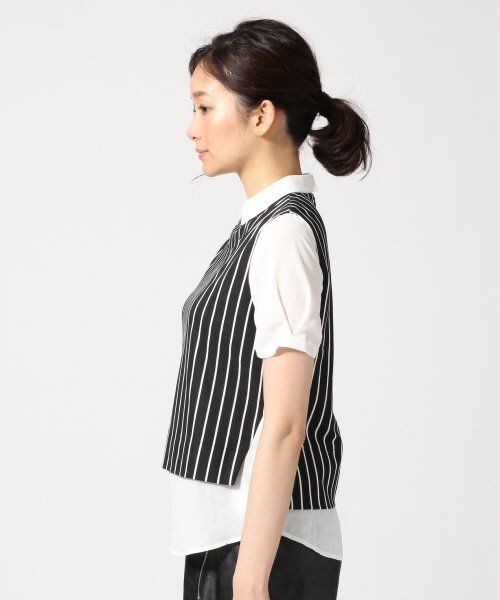 JEANASIS（ジーナシス）の「ピンストベストシャツプルオーバーSS（トップス・レディース・ホワイト/ブラック・ＦREE）」の3枚目の写真