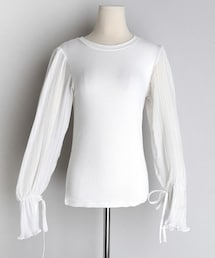 DHOLIC | プリーツスリーブリボンTシャツ(Tシャツ/カットソー)