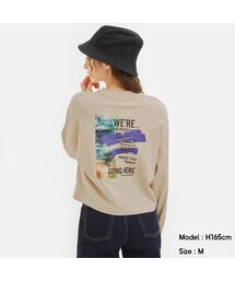 GU | グラフィッククロップドロングスリーブT(長袖)(トップス)