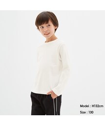 GU | KIDS(男女兼用)ソフトコットンクルーネックT(長袖)(トップス)