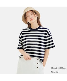 GU | ボーダーヘビーウェイトT(5分袖)(トップス)