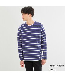 GU | マルチボーダークルーネックT(長袖)+E(トップス)