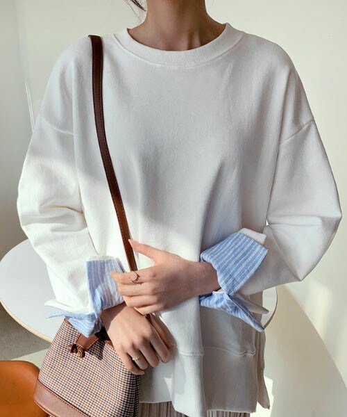 DHOLIC（ディーホリック）の「スリーブポイントスウェット（スウェット・レディース・グリーン/ホワイト/オレンジ/ブルー・FREE）」の2枚目の写真