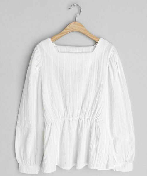 DHOLIC（ディーホリック）の「スクエアネックフレアブラウス（シャツ/ブラウス・レディース・ブルー/ホワイト/ブラック・FREE）」の2枚目の写真