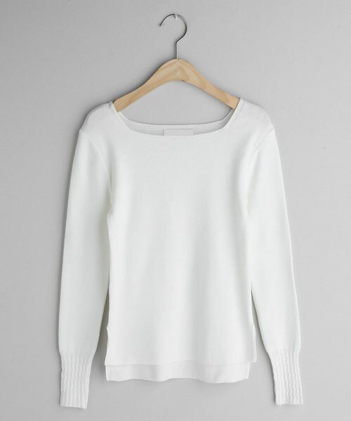 DHOLIC（ディーホリック）の「スクエアケーブルスリーブニット（ニット/セーター・レディース・ブラック/ブルー/ピンク/グリーン/ホワイト/ベージュ・FREE）」の2枚目の写真