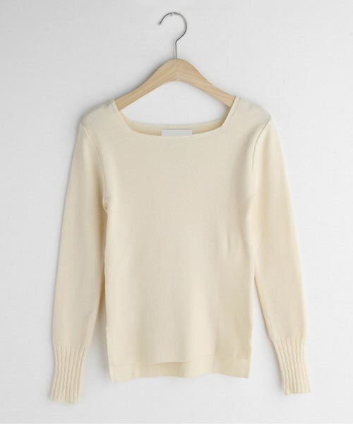 DHOLIC（ディーホリック）の「スクエアケーブルスリーブニット（ニット/セーター・レディース・ブラック/ブルー/ピンク/グリーン/ホワイト/ベージュ・FREE）」の3枚目の写真