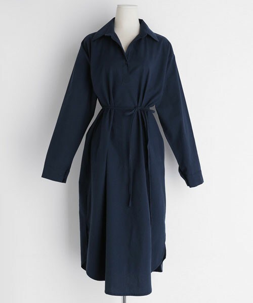 DHOLIC（ディーホリック）の「ストラップ付シャツワンピース（シャツワンピース・レディース・ベージュ/ピンク/ホワイト/ブルー・FREE）」の3枚目の写真