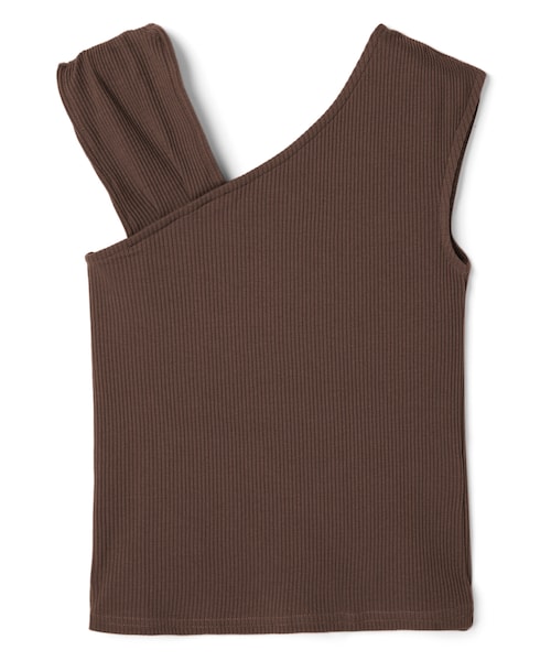 GRL（グレイル）の「アシメショルダータンクトップ（タンクトップ・レディース・オフホワイト/ベージュ/ブラウン/ブラック/ダークオレンジ/モカ・M）」の3枚目の写真