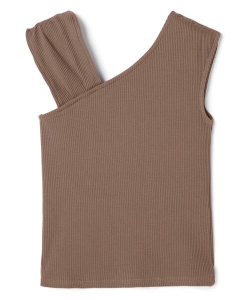 GRL（グレイル）の「アシメショルダータンクトップ（タンクトップ・レディース・オフホワイト/ベージュ/ブラウン/ブラック/ダークオレンジ/モカ・M）」の4枚目の写真