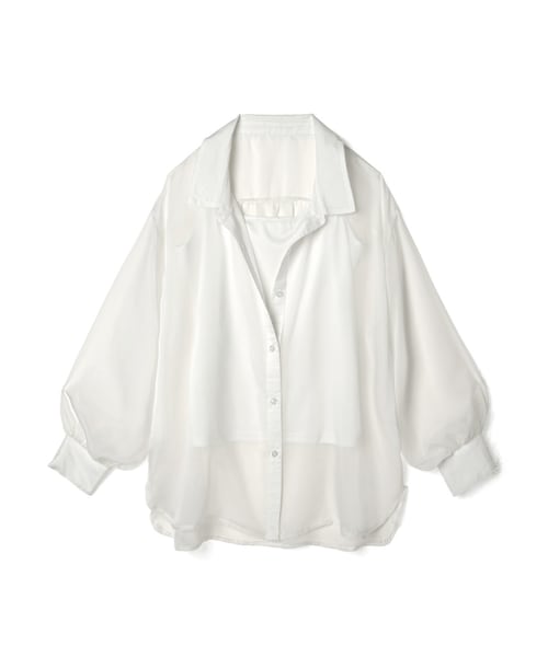 GRL（グレイル）の「キャミソール付きシースルービッグシャツ（シャツ/ブラウス・レディース・パープル/オフホワイト/ラベンダー・F）」の2枚目の写真